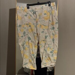 Floral Print Pants with Yellow and Green Accents